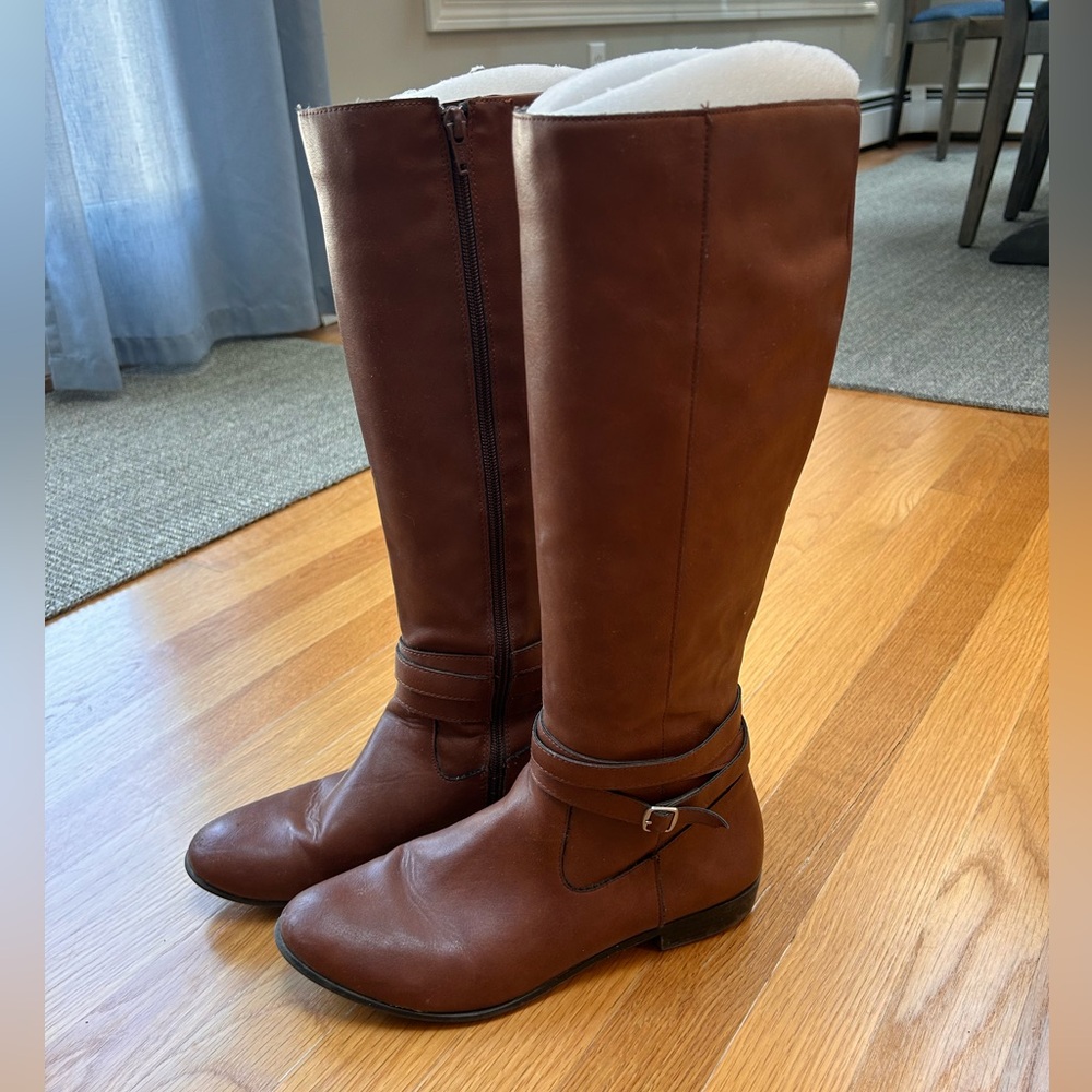 Style + Co. Brown Leather Knee-High Boots